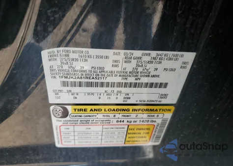 2024 Ford Expedition Max Limited from USA, damaged, VIN 1FMJK2A81REA52117